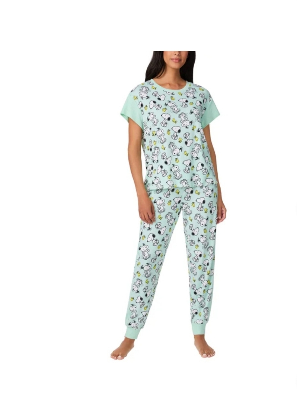 Mint Snoopy Print Pajama Set - Women's Sleep Top & Jogger Pants NWT